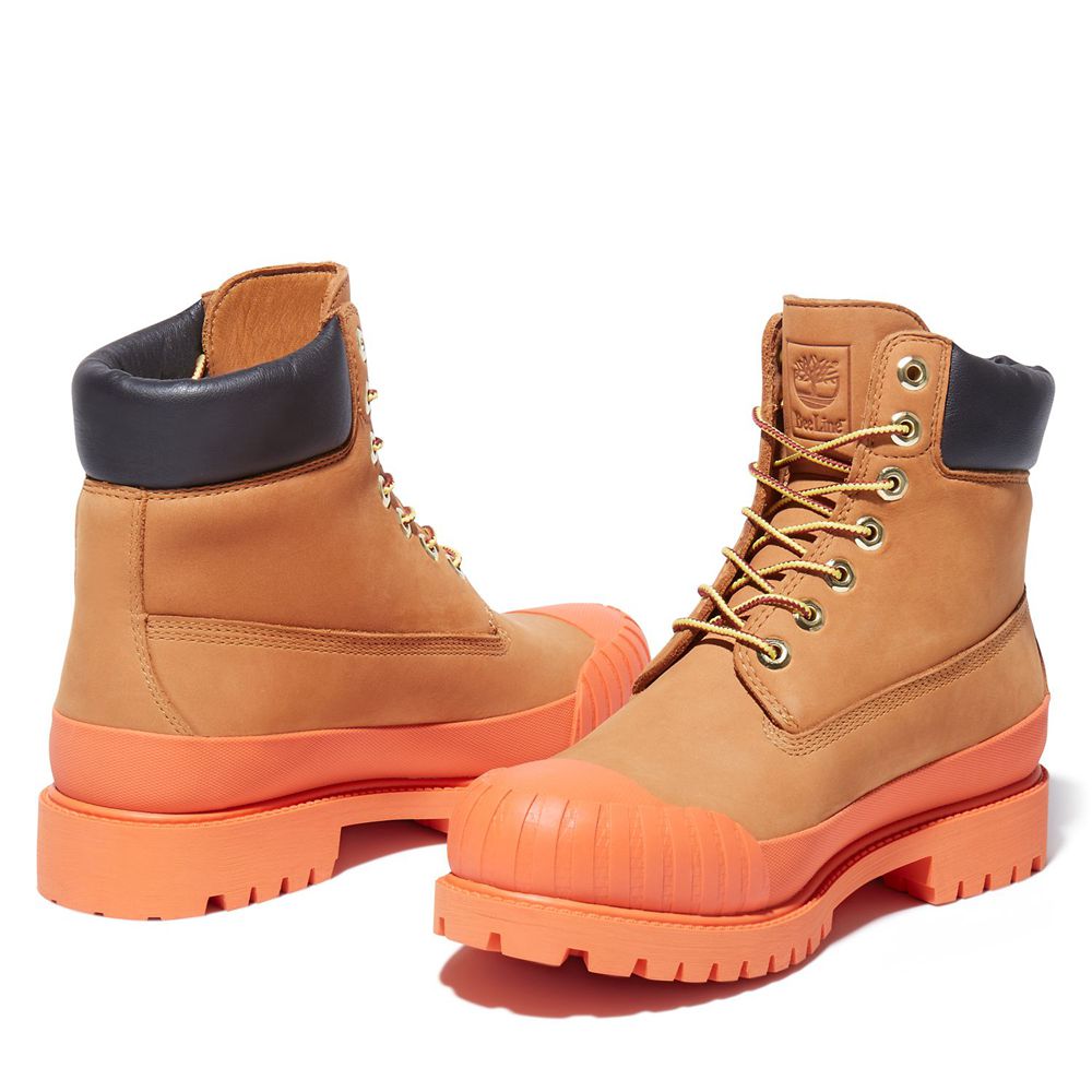 Timberland 6-Inch Μποτακια Ανδρικα Καφε/Πορτοκαλι - Bee Line X Waterproof Rubber Toe - Greece 493567